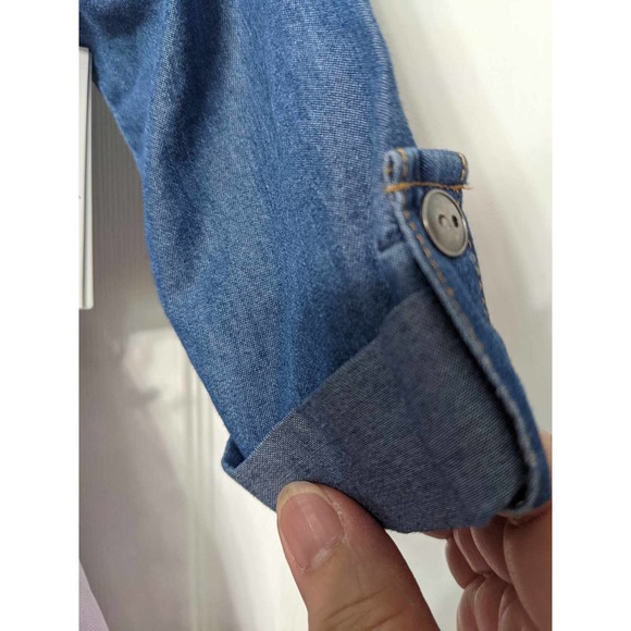 Pink & Violet Girls 3/4 Sleeve Denim & Mesh Dress  4 - Picture 6 of 10